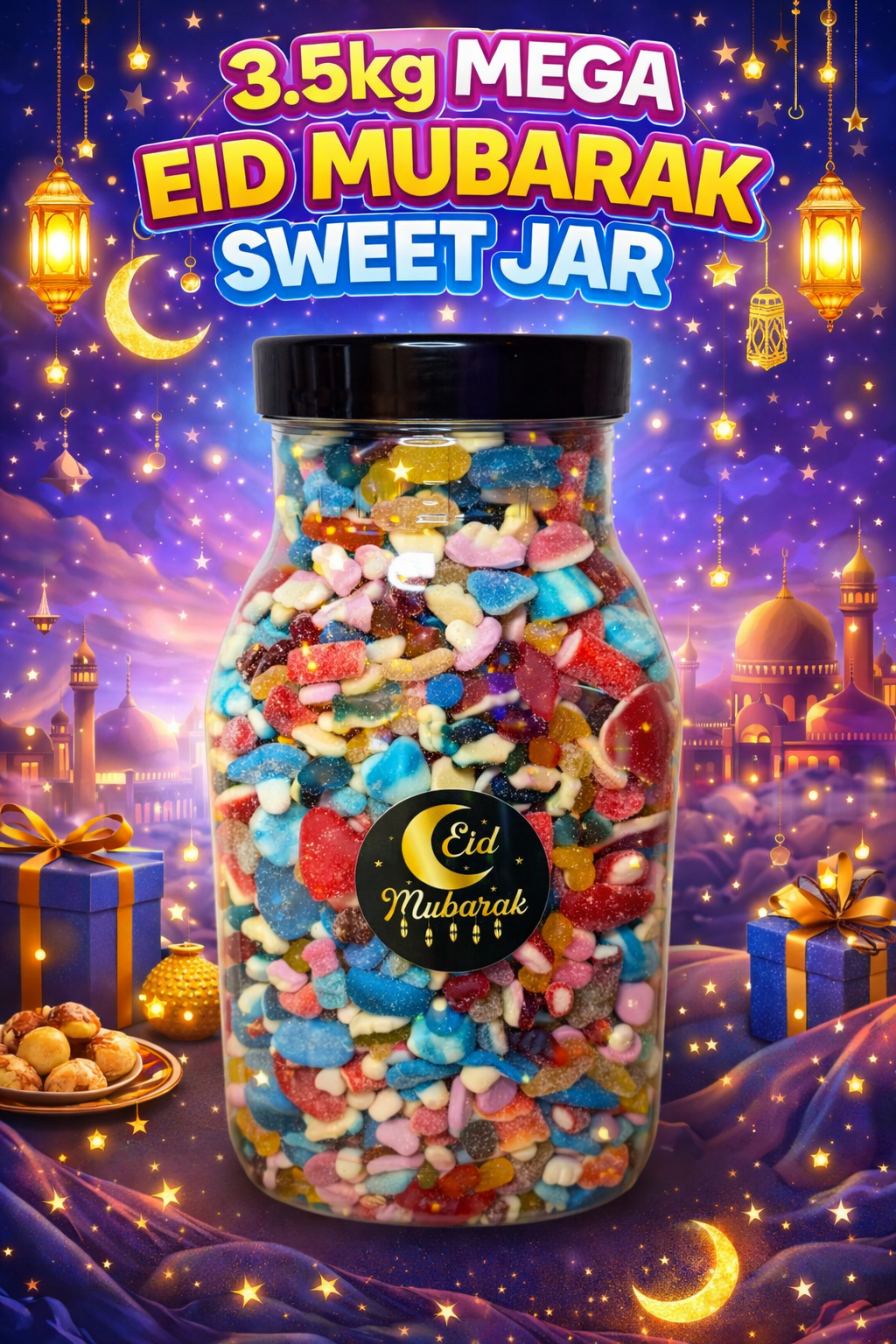 3.5kg EID MUBARAK HALAL MEGA SWEET JAR