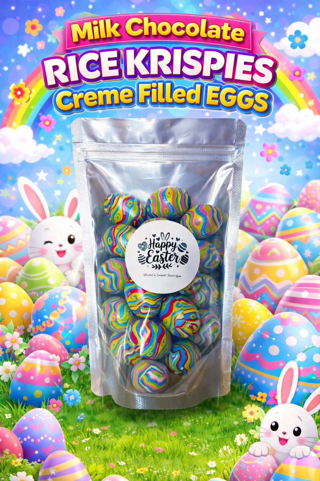 250g Milk Chocolate Rice Crispies Crème Filled Eggs
